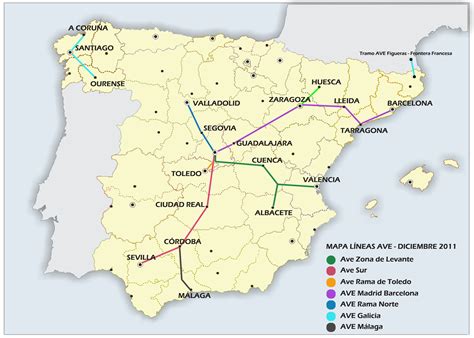 Mapa líneas AVE en España 2011