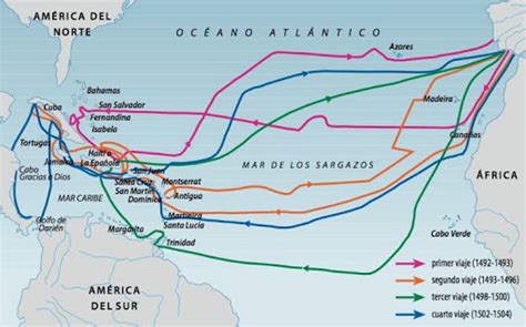 Mapa   Los 4 Viajes de Cristóbal Colón [The 4 Voyages of ...