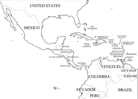 Mapa Mudo America Central Y Caribe