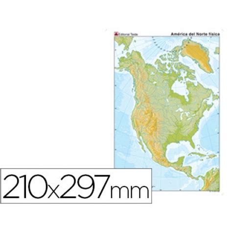 Mapa mudo color tamaño A4 america norte fisico   Papelería ...
