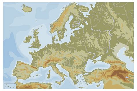 Mapa Mudo Europa Fisico Color