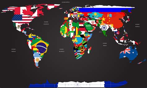 Mapa Mundi Bandeiras