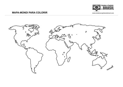 Mapa Mundi Político   Para Colorir, Para Imprimir e Desenho