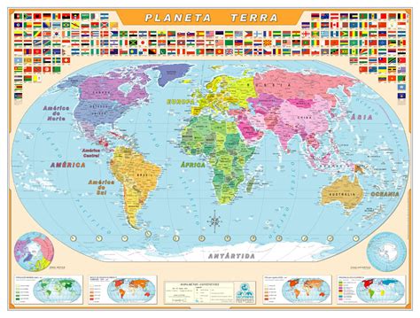 Mapa Mundi Politico Planeta Terra Laminado