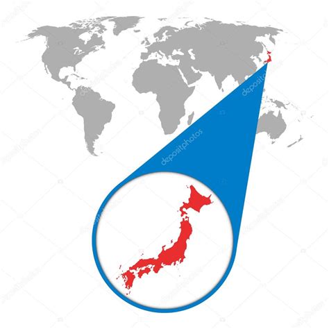 Mapa mundial con zoom en Japón. Mapa en lupa. Ilustración ...