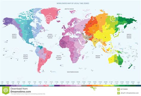 Mapa Mundial Del Color De Zonas Horarias Locales ...