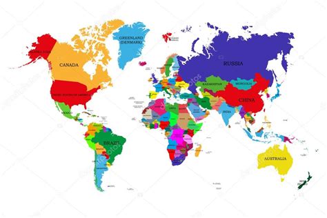 Mapa mundo político coloreado con nombres de países ...