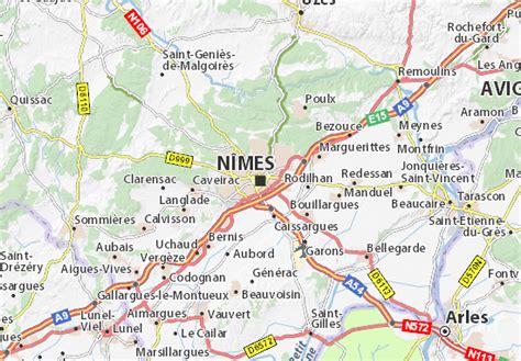 Mapa Nîmes   plano Nîmes   ViaMichelin