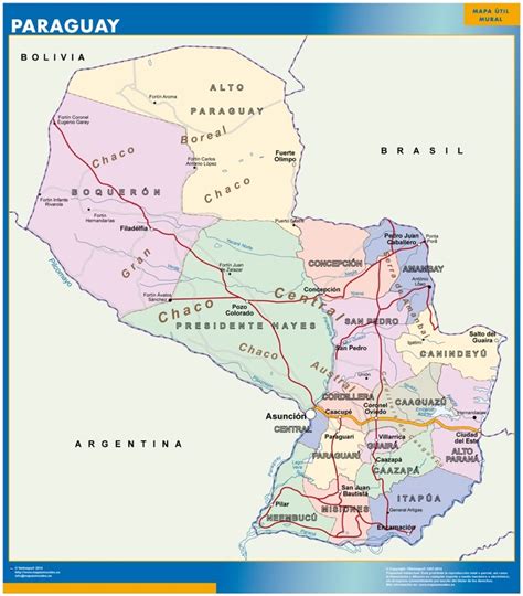 Mapa Paraguai | Mapas Murais de Parede