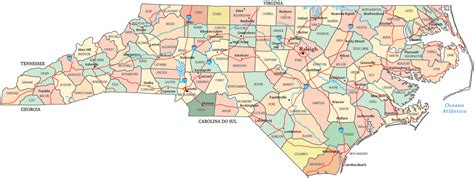 Mapa Político da Carolina do Norte