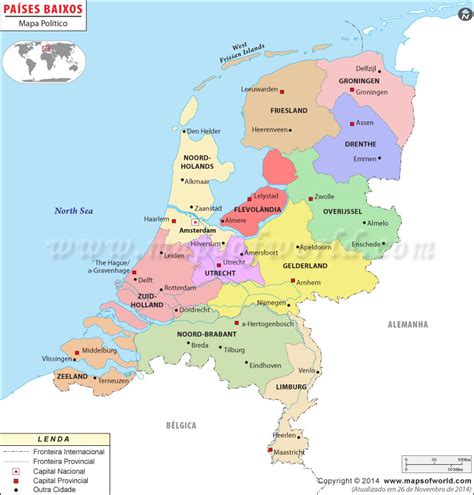 Mapa Político da Holanda | Holanda Províncias Mapa