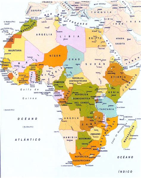 Mapa Politico De Africa Grande Los Países de Africa en Colores