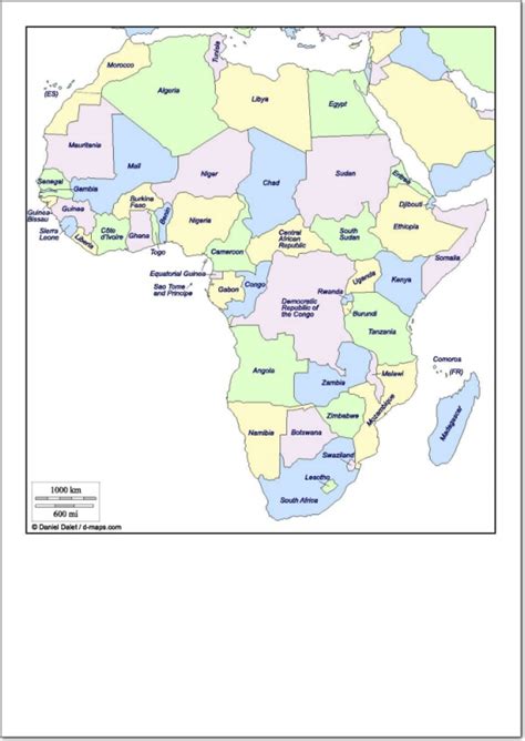 Mapa político de África Mapa de países de África. d maps ...