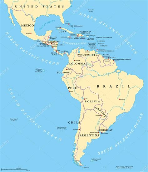 Mapa político de América Latina — Vector de stock © Furian ...