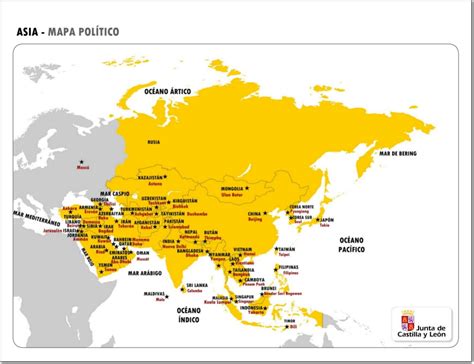 Mapa político de Asia Mapa de países y capitales de Asia ...