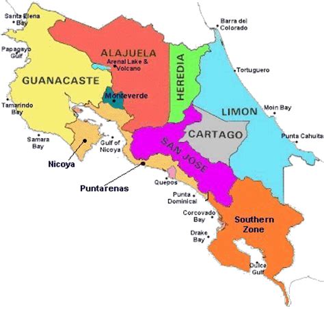 Mapa Politico de Costa Rica