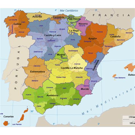 Mapa político de España editable | Vector Clipart