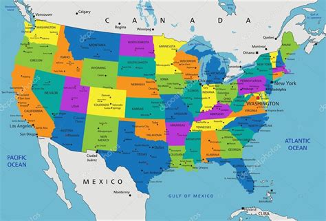 mapa político de Estados Unidos de América — Archivo ...