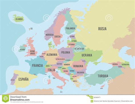 Mapa Político De Europa Con Diversos Colores Para Cada ...