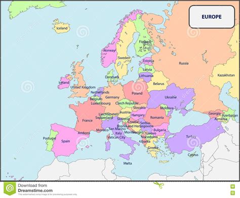 Mapa Político De Europa Con Nombres Ilustración del Vector ...