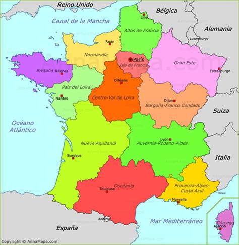 Mapa político de Francia – Francia