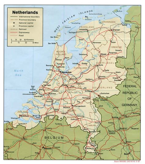 Mapa Politico de los Países Bajos   mapa.owje.com
