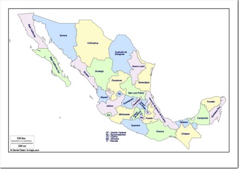 Mapa político de México Mapa de estados de México. d maps ...