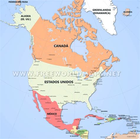 Mapa político de Norteamérica