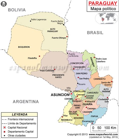Mapa Politico de Paraguay | Mapa del Paraguay
