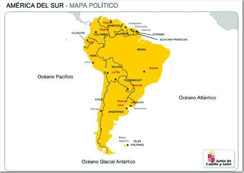 Mapa político de Sudamérica Mapa de países y capitales de ...