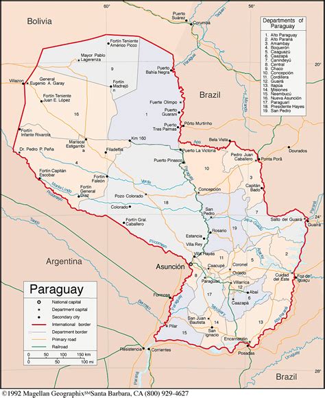 Mapa Político del Paraguay | Mapas Políticos | Atlas del Mundo