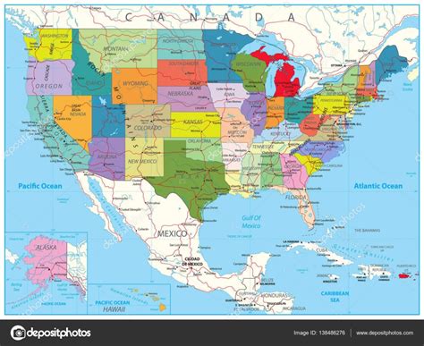 Mapa político Estados Unidos — Archivo Imágenes ...