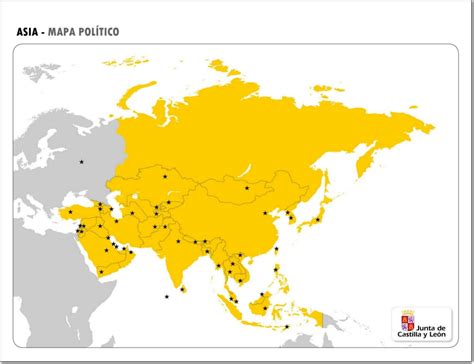 Mapa político mudo de Asia Mapa de países y capitales de ...
