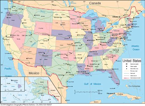 Mapa politico y fisico de Estados Unidos | Universo Guia