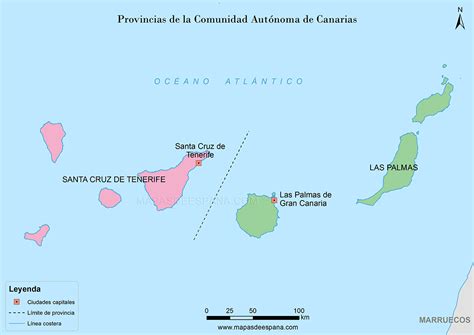 Mapa provincias de las Islas Canarias