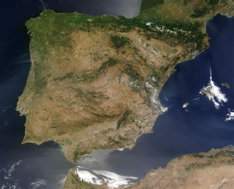 Mapa Satelital de España   Tamaño completo