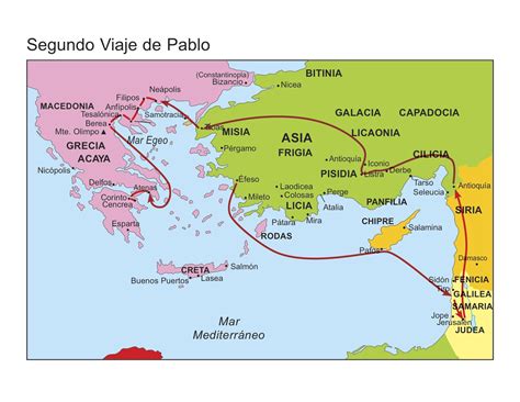 Mapa Segundo Viaje Misionero De Pablo