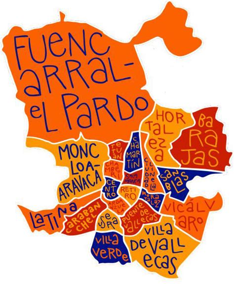 Mapa y plano de 21 distritos y barrios de Madrid