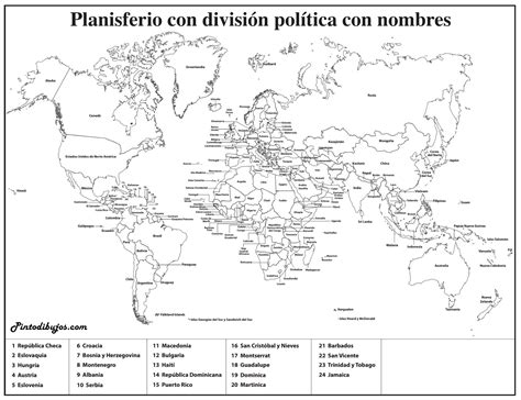 mapamundi con division politica y nombres !   Brainly.lat