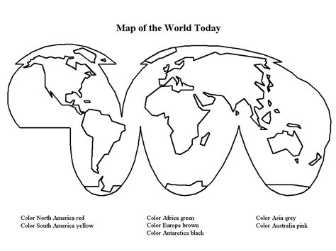 Mapamundi para colorear con los continentes   Imagui