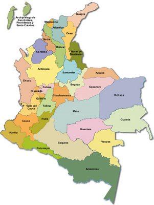 Mapas de Colombia: Mapa de colombia con los departamentos