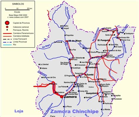 Mapas de Ecuador: Mapa de la Provincia de Zamora Chinchipe