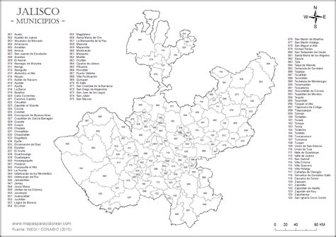 Mapas de Jalisco para colorear