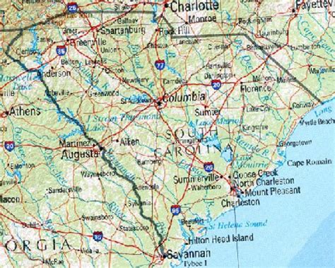 Mapas fisicos de Carolina del Sur