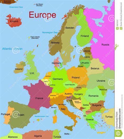 Mappa Del Continente Europeo Illustrazione di Stock ...