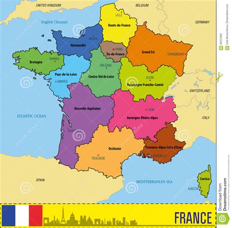 Mappa Della Francia Con Le Regioni E Le Loro Capitali ...