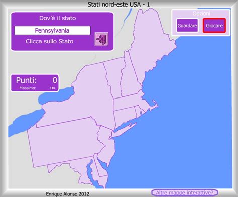 Mappa interattiva degli Stati Uniti Stati nord este USA ...