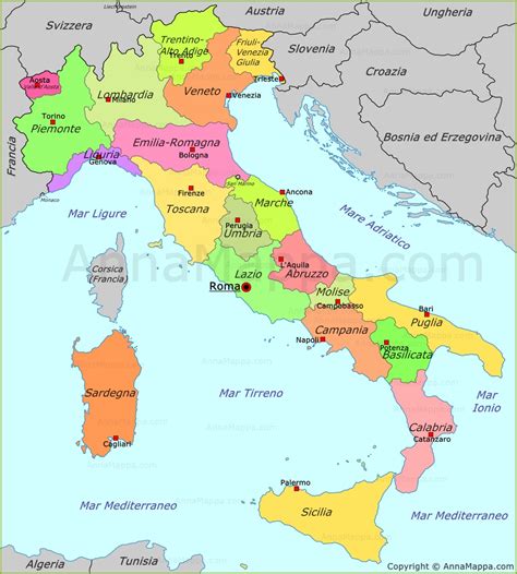 Mappa politica dell Italia   AnnaMappa.com
