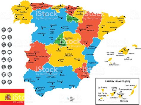 Mappa Vettoriale Dettagliata Di Spagna   Immagini ...