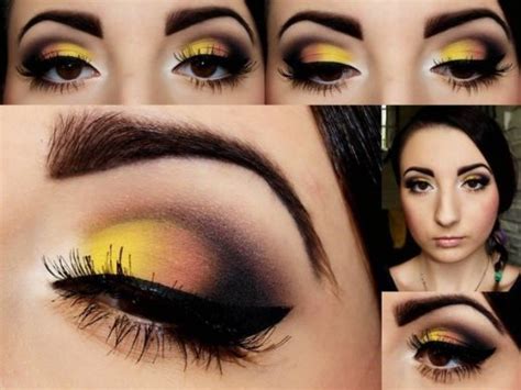 Maquillaje de ojo en tono amarillo y negro | Studio makeup ...